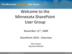Welcome to the Minnesota SharePoint User Group November 11