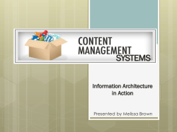SYSTEMS Information Architecture in Action Presented by Melissa Brown