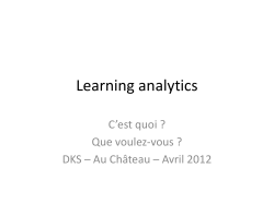 Learning analytics C’est quoi ? Que voulez-vous ?