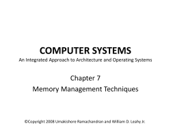 COMPUTER SYSTEMS Chapter 7 Memory Management Techniques