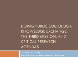 DOING PUBLIC SOCIOLOGY: KNOWLEDGE EXCHANGE, THE THIRD MISSION, AND CRITICAL RESEARCH
