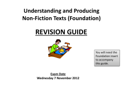 REVISION GUIDE Understanding and Producing Non-Fiction Texts (Foundation) Exam Date