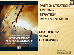 PART 3: STRATEGIC ACTIONS: STRATEGY IMPLEMENTATION