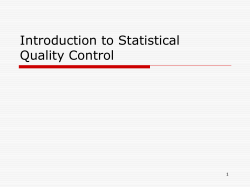 Introduction to Statistical Quality Control 1