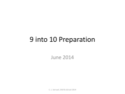 9 into 10 Preparation June 2014 C. L. Samuel, Olchfa School 2014