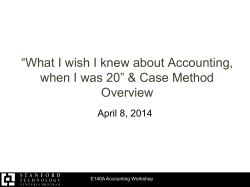 “What I wish I knew about Accounting, Overview April 8, 2014