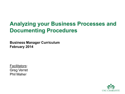 Analyzing your Business Processes and Documenting Procedures Business Manager Curriculum February 2014