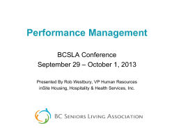 Performance Management BCSLA Conference – October 1, 2013 September 29