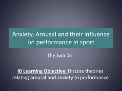 Anxiety, Arousal and their influence on performance in sport The two ‘As’