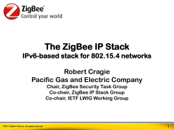 The ZigBee IP Stack IPv6-based stack for 802.15.4 networks Robert Cragie