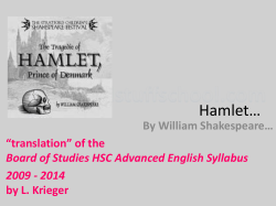 Hamlet… By William Shakespeare… “translation” of the by L. Krieger
