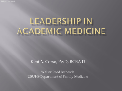 Kent A. Corso, PsyD, BCBA-D Walter Reed Bethesda Bldg. E/ Lecture F