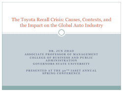 The Toyota Recall Crisis: Causes, Contexts, and