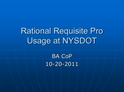 Rational Requisite Pro Usage at NYSDOT BA CoP 10-20-2011