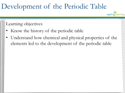 Development of  the Periodic Table