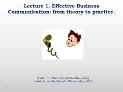 Lecture 1. Effective Business Communication: from theory to practice .