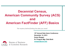 Decennial Census, American Community Survey (ACS) and American FactFinder (AFF) Basics
