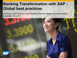 Banking Transformation with SAP - Global best practices September 5th, 2014