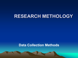 RESEARCH METHOLOGY Data Collection Methods