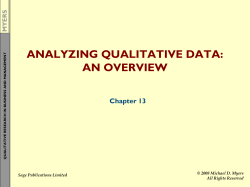 ANALYZING QUALITATIVE DATA: AN OVERVIEW Chapter 13 MYERS