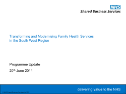 value Transforming and Modernising Family Health Services in the South West Region