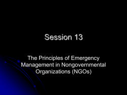 Session 13 The Principles of Emergency Management in Nongovernmental Organizations (NGOs)