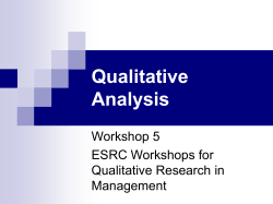 Qualitative Analysis Workshop 5 ESRC Workshops for