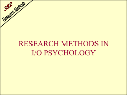 RESEARCH METHODS IN I/O PSYCHOLOGY