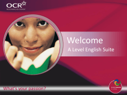 Welcome A Level English Suite What’s your passion?
