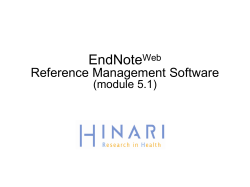 EndNote Reference Management Software (module 5.1) Web