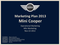 Mini Cooper Marketing Plan 2013 Operational Marketing MSc Marketing