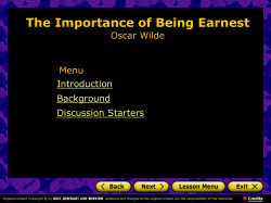 The Importance of Being Earnest Oscar Wilde Menu Introduction