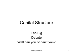 Capital Structure The Big Debate Well can you or can’t you?