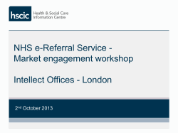 NHS e-Referral Service - Market engagement workshop Intellect Offices - London 2