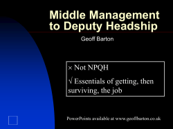 Middle Management to Deputy Headship  