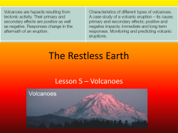 The Restless Earth Lesson 5 – Volcanoes