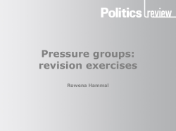 Pressure groups: revision exercises Rowena Hammal