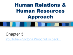 Human Relations &amp; Human Resources Approach Chapter 3