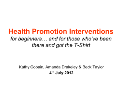 Health Promotion Interventions for beginners… and for those who’ve been