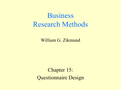 Business Research Methods Chapter 15: Questionnaire Design