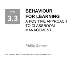 3.3 BEHAVIOUR FOR LEARNING A POSITIVE APPROACH