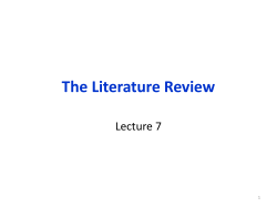 The Literature Review Lecture 7 1