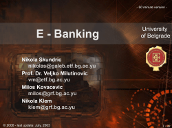E - Banking University of Belgrade Nikola Skundric