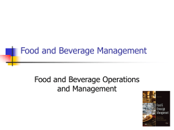 Food and Beverage Management Food and Beverage Operations and Management