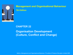 Organisation Development (Culture, Conflict and Change) Management and Organisational Behaviour CHAPTER 22