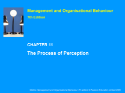 The Process of Perception Management and Organisational Behaviour CHAPTER 11 7th Edition