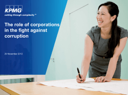 The role of corporations in the fight against corruption 29 November 2012