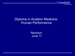 Diploma in Aviation Medicine: Human Performance Revision June 11