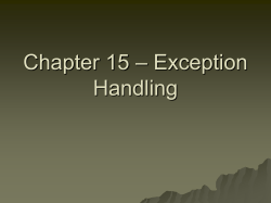 – Exception Chapter 15 Handling