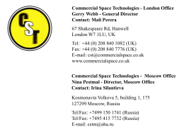 Commercial Space Technologies - London Office Gerry Webb - General Director